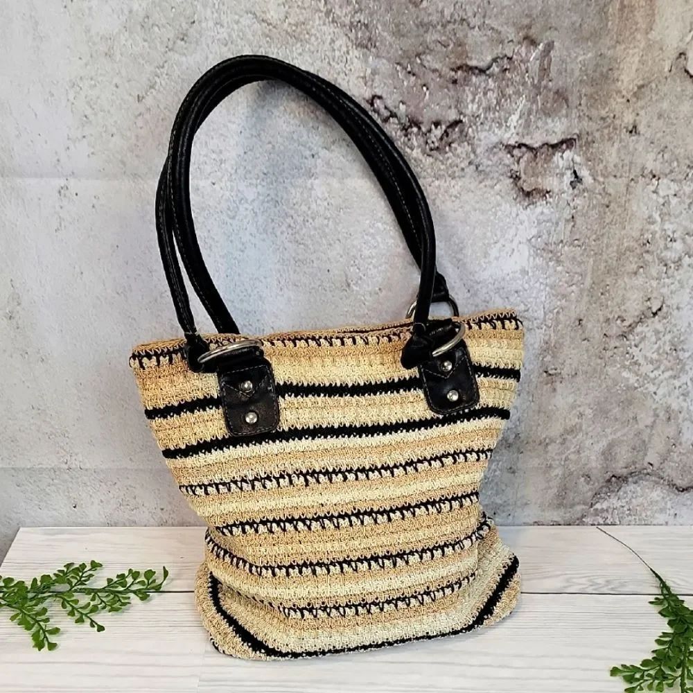Blair Crocheted Striped Top Handle Bag